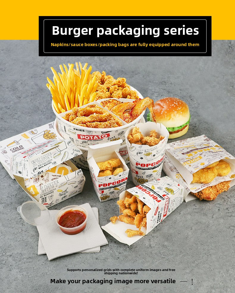 Paper butler commercial disposable burger box French fries box popcorn chicken box fried chicken box fried food takeaway packing box