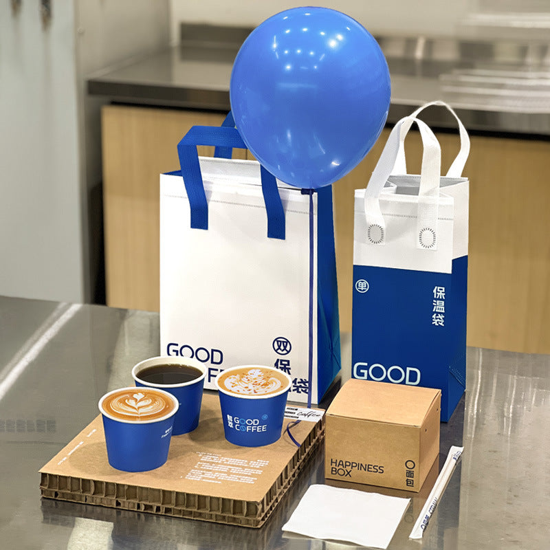 ins blue UV printing disposable coffee cup with lid commercial packaging hot drink 330ml milk tea paper cup wholesale