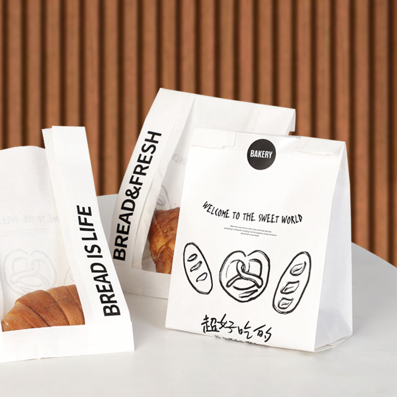 Simple English bread packaging bag toast sliced alkaline water European bag sandwich bagel baking bag kraft paper bag
