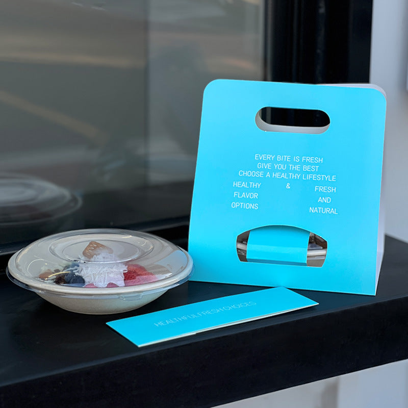 ins simple lake blue disposable cold brew yogurt bowl light salad packaging packaging portable tray custom logo