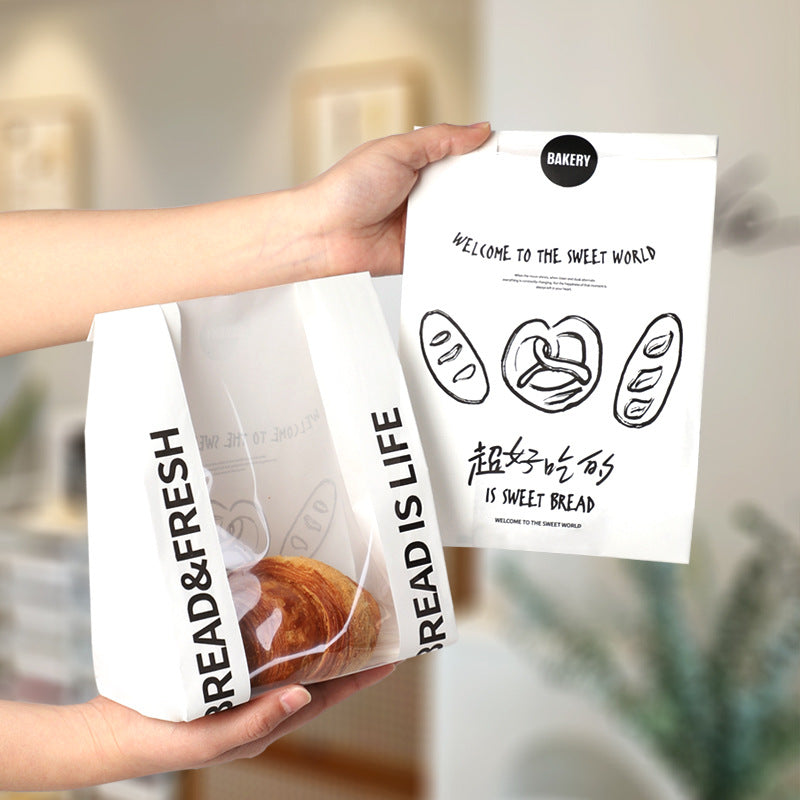 Simple English bread packaging bag toast sliced alkaline water European bag sandwich bagel baking bag kraft paper bag