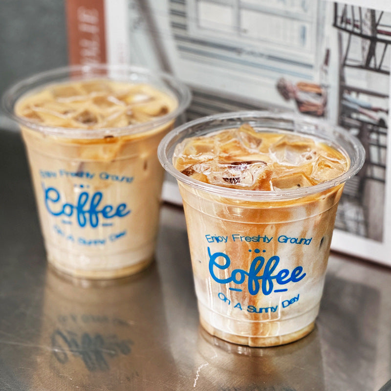 Internet celebrity ins coffee cup disposable transparent plastic PET cold drink cup ice American latte packaging customization