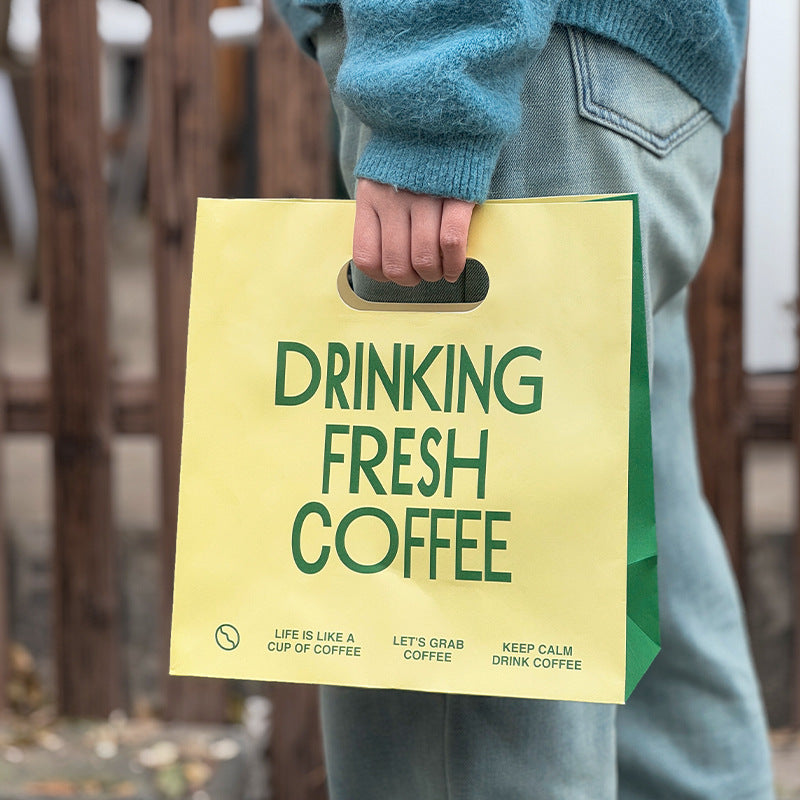 Internet celebrity UV craft coffee cup disposable milk tea cup hot drink paper cup outer packing with cover commercial