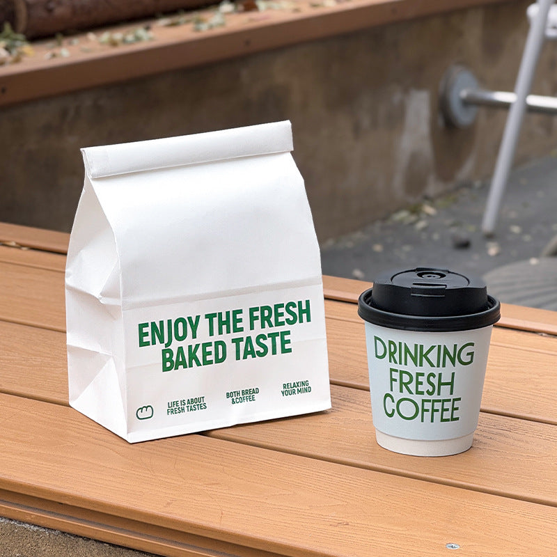 Internet celebrity UV craft coffee cup disposable milk tea cup hot drink paper cup outer packing with cover commercial