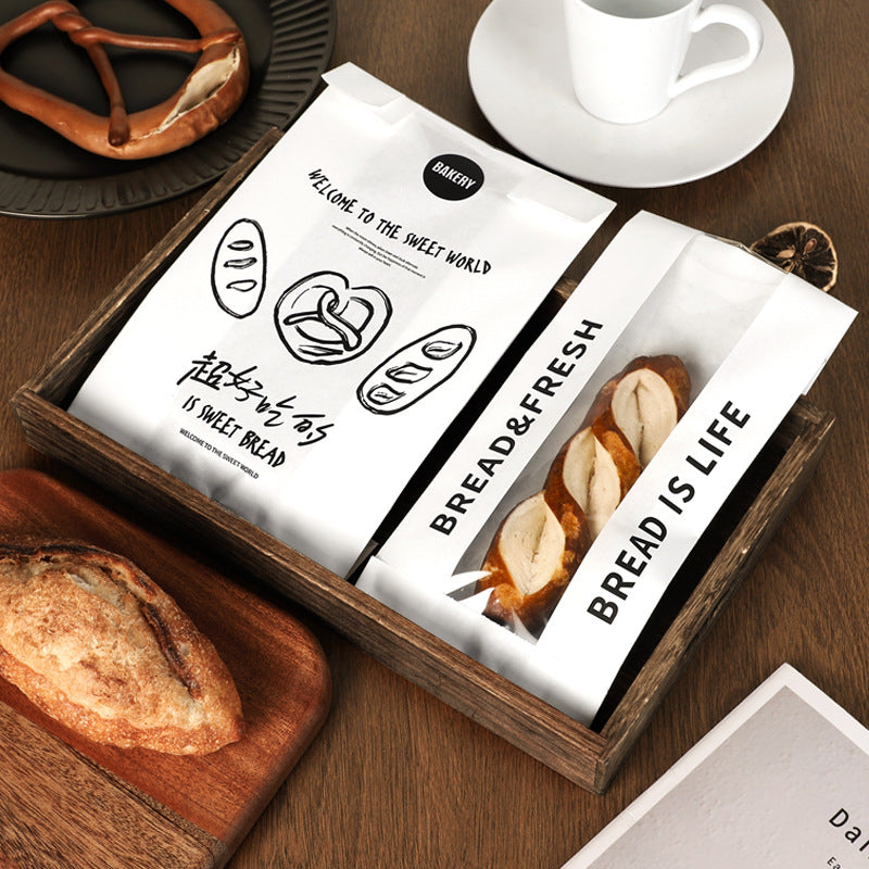 Simple English bread packaging bag toast sliced alkaline water European bag sandwich bagel baking bag kraft paper bag