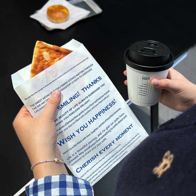 ins wind simple bread packaging bag baking shop oil-proof paper bag alkaline water European bag bagel croissant packing paper bag