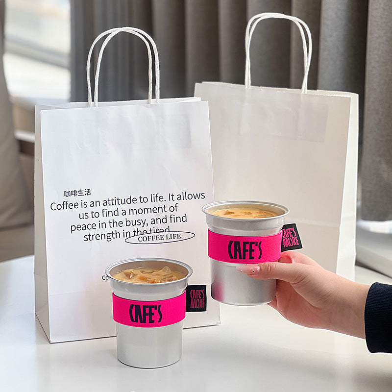 Internet celebrity disposable coffee cup commercial packaging aluminum cup high value silver super light cold drink frozen milk tea cup