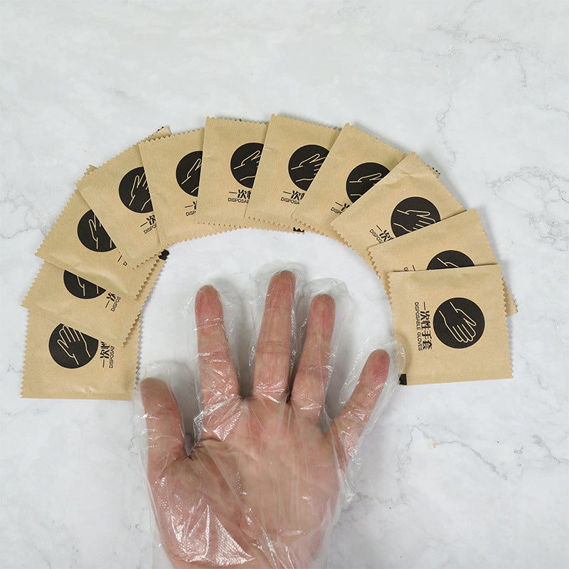 Kraft paper disposable gloves single package small package commercial food grade restaurant takeaway fried chicken independent packaging gloves