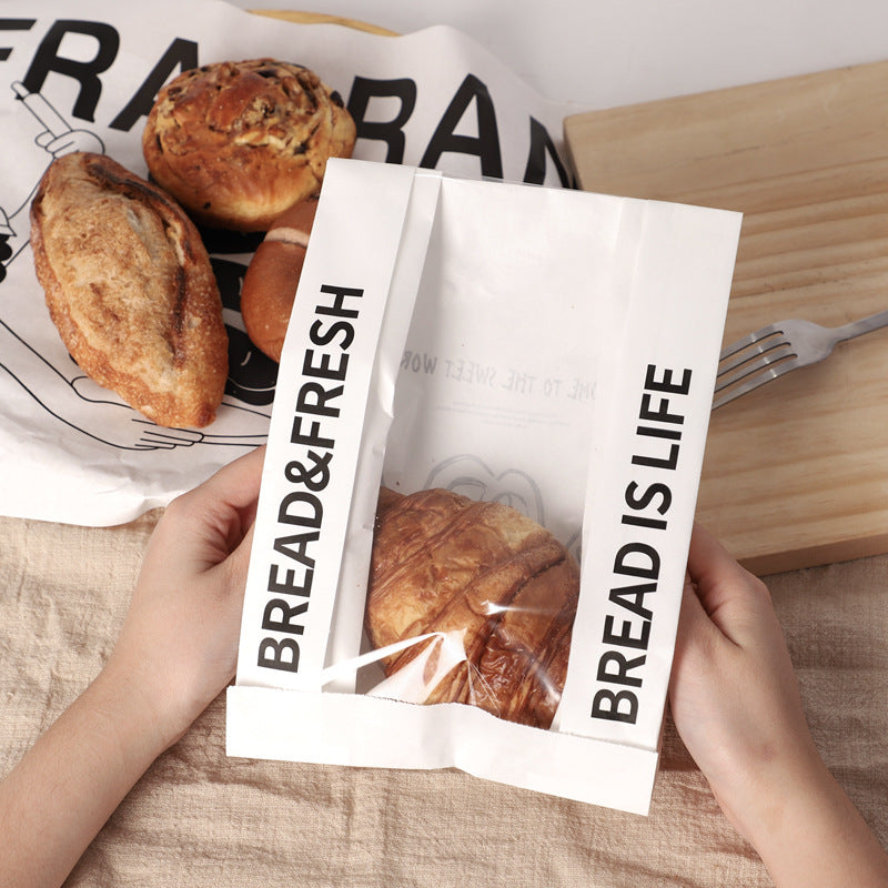 Simple English bread packaging bag toast sliced alkaline water European bag sandwich bagel baking bag kraft paper bag
