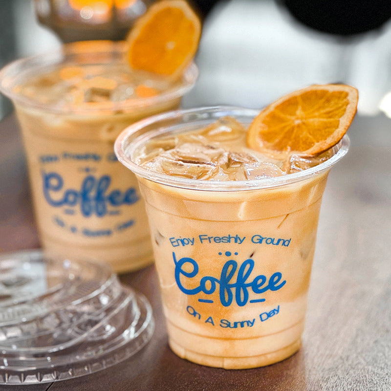 Internet celebrity ins coffee cup disposable transparent plastic PET cold drink cup ice American latte packaging customization