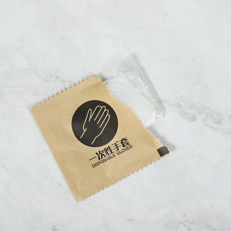 Kraft paper disposable gloves single package small package commercial food grade restaurant takeaway fried chicken independent packaging gloves