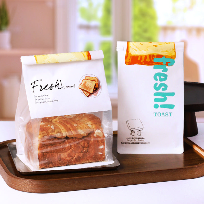 Toast bread packaging bag, bakery self-sealing food grade packaging bag 450g toast kraft paper bag wholesale