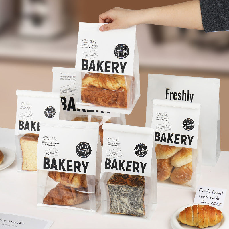 ins Minimalist Toast Bread Packaging Bag Baking European Bag Bagel Ziplock Bag Sliced Croissant Kraft Paper Bag