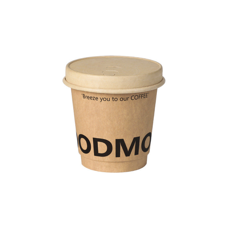 Coffee cup disposable with lid commercial take-out packaging special hot drink cup milk tea kraft paper cup custom logo