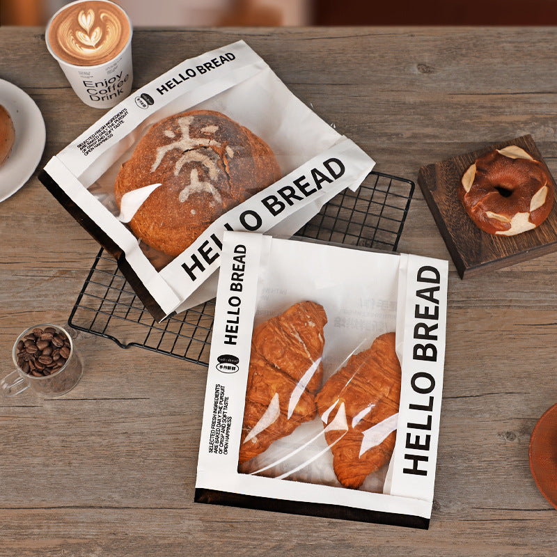 Simple alkaline water bread packaging bag toast sliced European bag meal bag sandwich bagel baking bag kraft paper bag