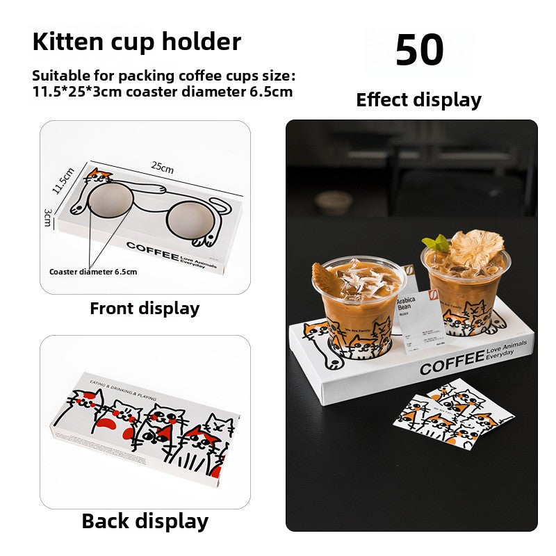 Creative coffee cup embedded paper tray Internet celebrity milk tea cup holder ins disposable coffee cup paper tray wholesale