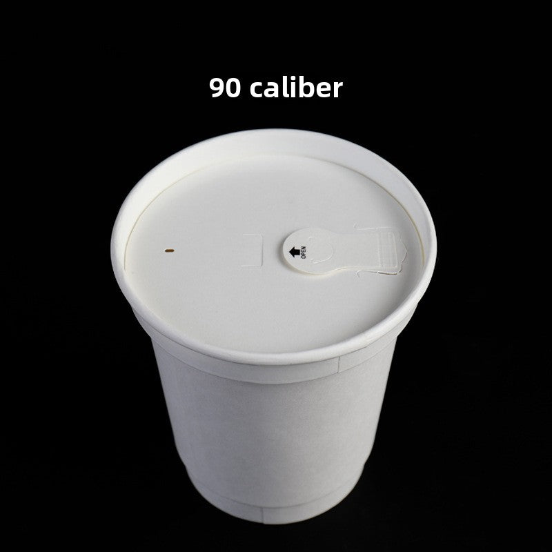 Internet celebrity disposable pulp cup lid environmentally friendly degradable 90 caliber coffee milk tea takeaway paper cup leak-proof paper cover