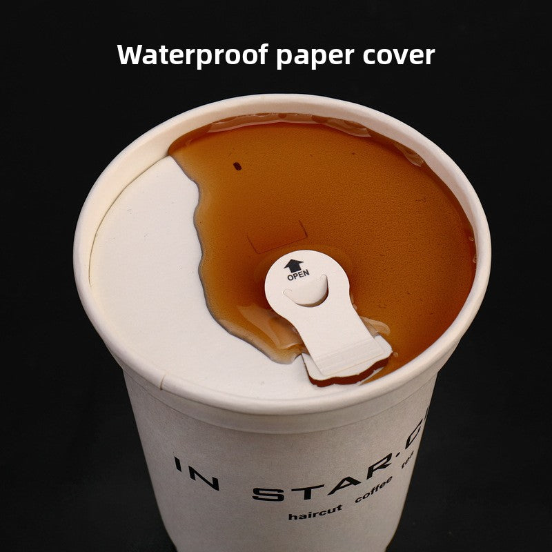 Internet celebrity disposable pulp cup lid environmentally friendly degradable 90 caliber coffee milk tea takeaway paper cup leak-proof paper cover