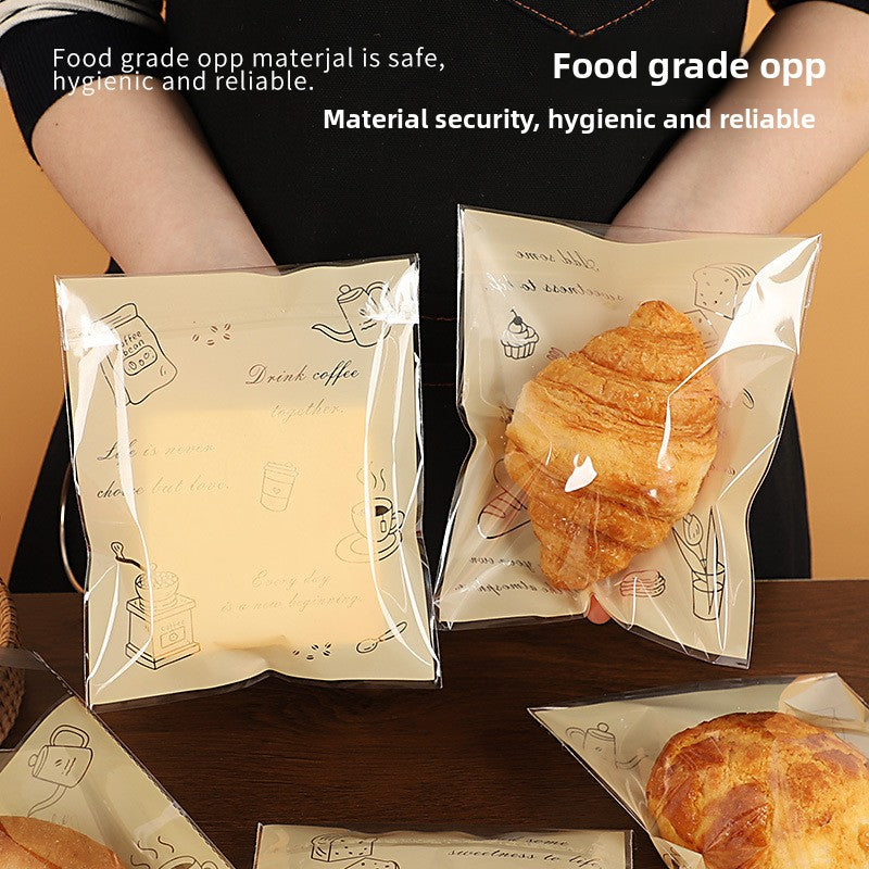 Bagel bread packaging bag, baking self-sealing bag, toast European bag, separate small snack packaging, self-adhesive transparent food bag