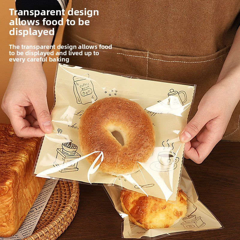 Bagel bread packaging bag, baking self-sealing bag, toast European bag, separate small snack packaging, self-adhesive transparent food bag
