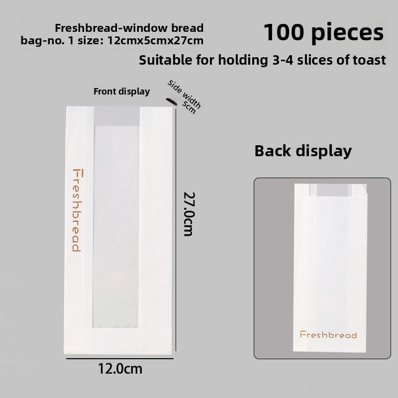 Simple English Window paper bag Long baguette Caterpillar bread packaging bag Baking bread packaging bag Oil-proof