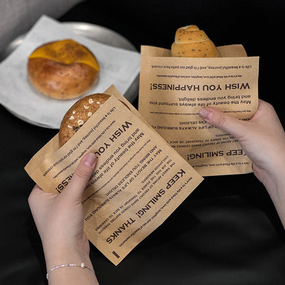 ins Internet celebrity bread packaging bag open on both sides, baked goods, snacks, takeaway packaging, kraft paper greaseproof paper bag