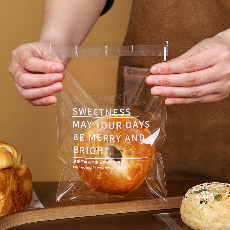 Alkaline water bagel bread bag food grade packaging bag transparent sliced toast donut baking packaging bag