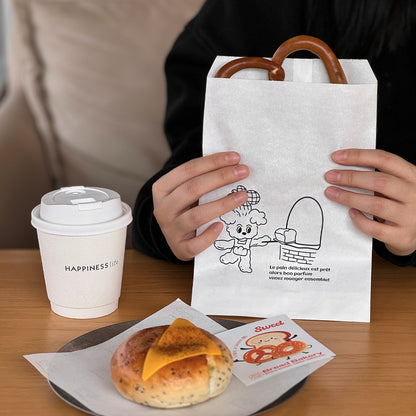 Cartoon puppy bread packaging bag, alkaline water European bag, croissant bagel greaseproof paper bag, baking food grade commercial packaging