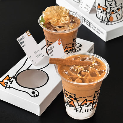 Creative coffee cup embedded paper tray Internet celebrity milk tea cup holder ins disposable coffee cup paper tray wholesale