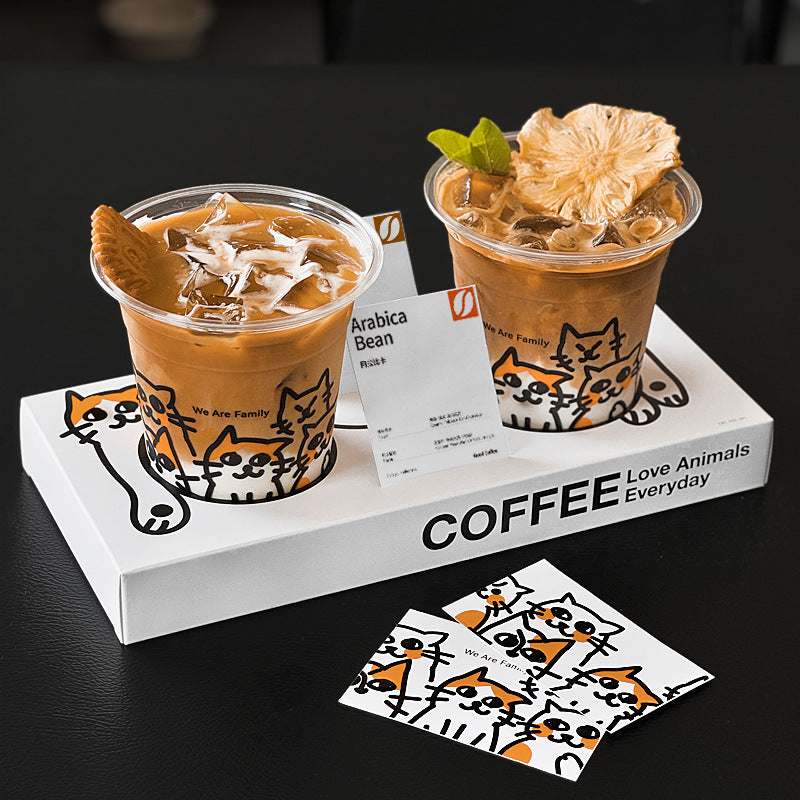 Creative coffee cup embedded paper tray Internet celebrity milk tea cup holder ins disposable coffee cup paper tray wholesale