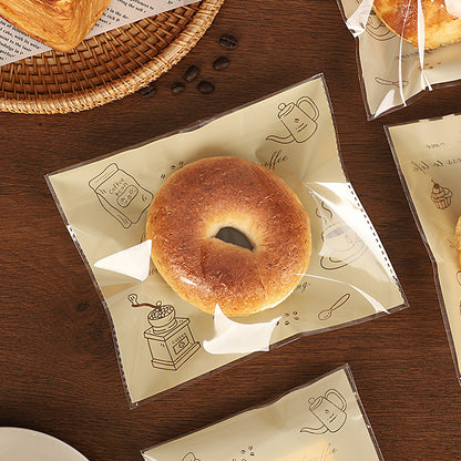 Bagel bread packaging bag, baking self-sealing bag, toast European bag, separate small snack packaging, self-adhesive transparent food bag
