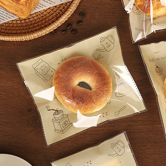 Bagel bread packaging bag, baking self-sealing bag, toast European bag, separate small snack packaging, self-adhesive transparent food bag
