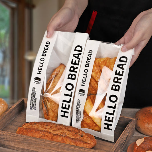 Simple alkaline water bread packaging bag toast sliced European bag meal bag sandwich bagel baking bag kraft paper bag