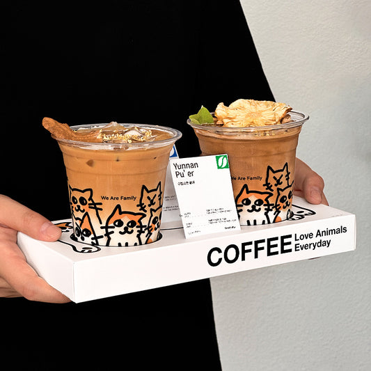 Creative coffee cup embedded paper tray Internet celebrity milk tea cup holder ins disposable coffee cup paper tray wholesale