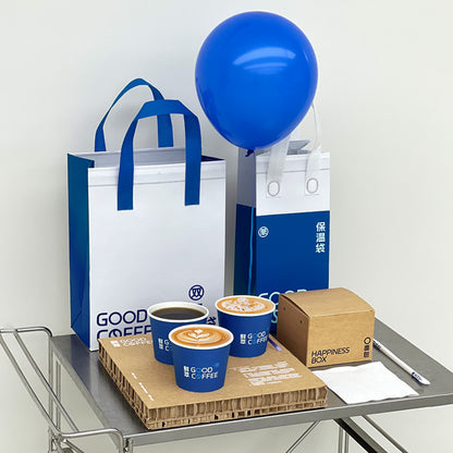 ins blue UV printing disposable coffee cup with lid commercial packaging hot drink 330ml milk tea paper cup wholesale
