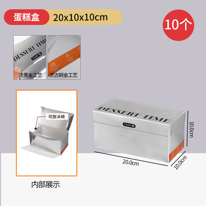 ins silver card small cake box single and double dessert packaging box 2/3 inch lasagna cut mousse baking packaging box