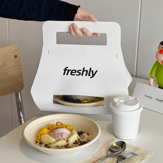 Internet celebrity cold brew disposable yogurt bowl handbag light salad packaging portable support logo