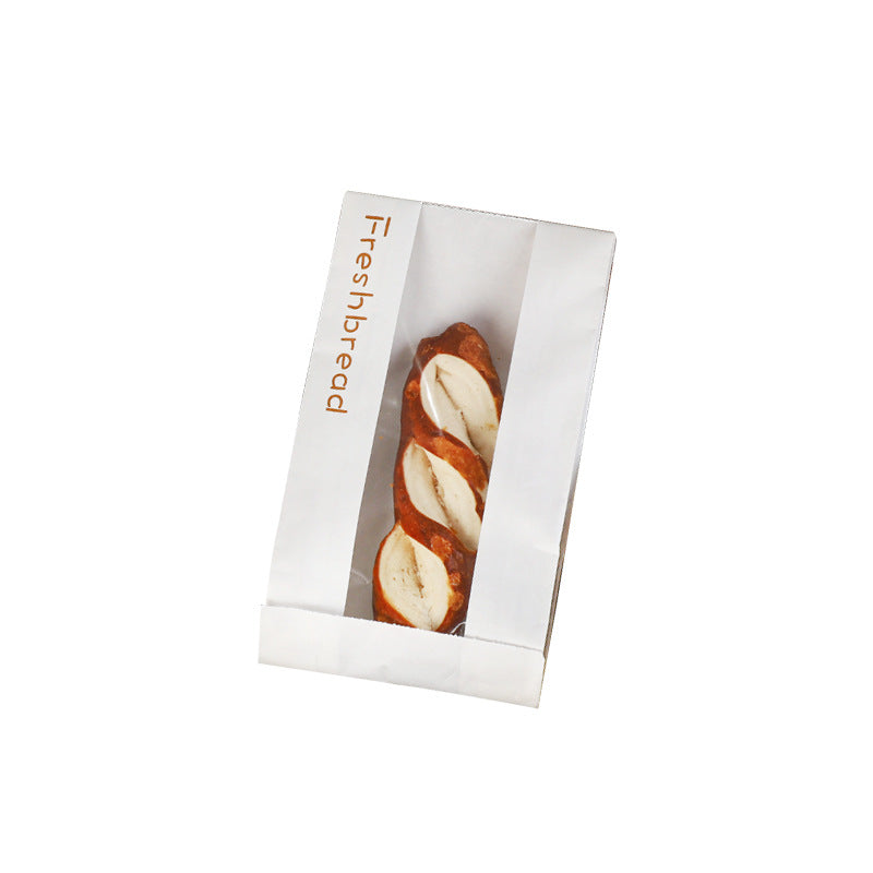 Simple English Window paper bag Long baguette Caterpillar bread packaging bag Baking bread packaging bag Oil-proof