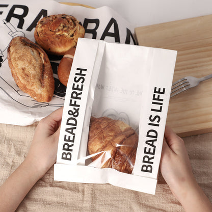 Simple English bread packaging bag toast sliced alkaline water European bag sandwich bagel baking bag kraft paper bag