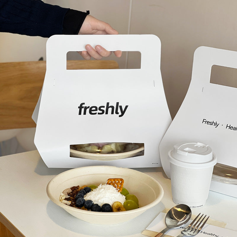 Internet celebrity cold brew disposable yogurt bowl handbag light salad packaging portable support logo