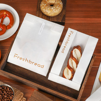 Simple English Window paper bag Long baguette Caterpillar bread packaging bag Baking bread packaging bag Oil-proof