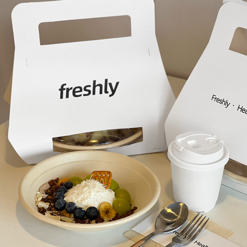 Internet celebrity cold brew disposable yogurt bowl handbag light salad packaging portable support logo