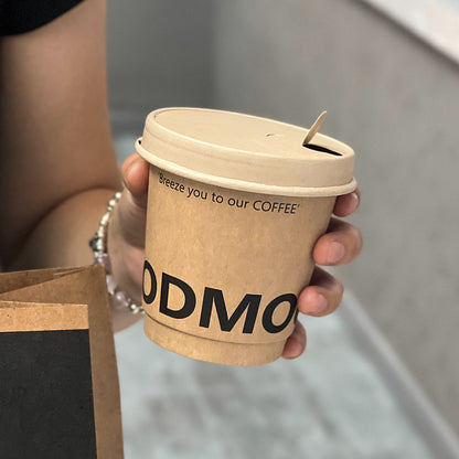 Coffee cup disposable with lid commercial take-out packaging special hot drink cup milk tea kraft paper cup custom logo