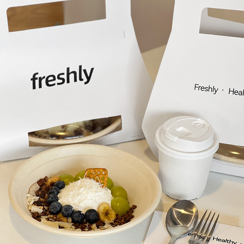 Internet celebrity cold brew disposable yogurt bowl handbag light salad packaging portable support logo