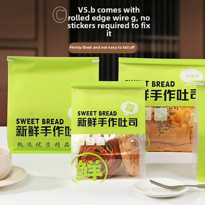 Handmade toast packaging bag Window sliced bread bag Mochi horn croissant baking Self-sealing packaging bag Wholesale