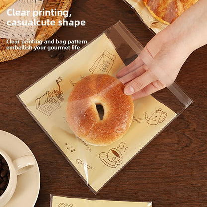 Bagel bread packaging bag, baking self-sealing bag, toast European bag, separate small snack packaging, self-adhesive transparent food bag