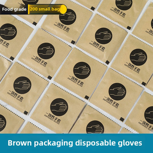 Kraft paper disposable gloves single package small package commercial food grade restaurant takeaway fried chicken independent packaging gloves