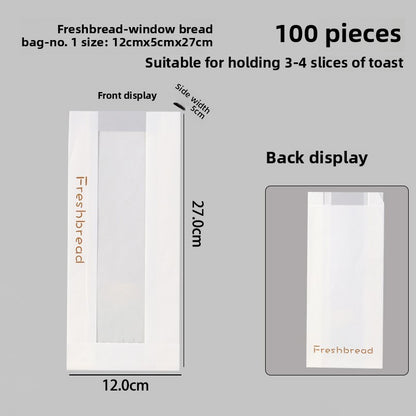 Simple English Window paper bag Long baguette Caterpillar bread packaging bag Baking bread packaging bag Oil-proof