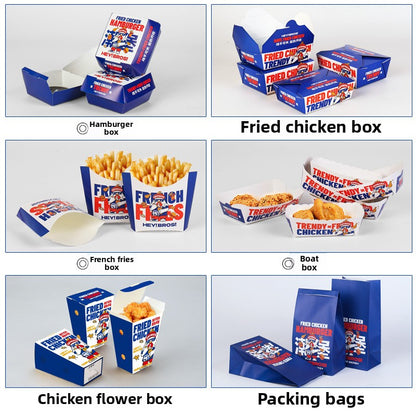 Fried chicken box packing box oil-proof burger popcorn chicken box takeaway packaging box French fry box chicken nugget box commercial paper lunch box